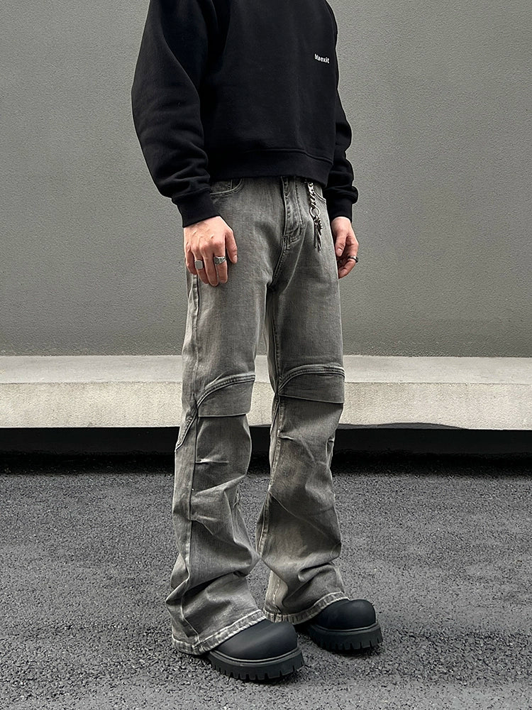 Deconstructed Patchwork Flare Denim Jeans WN19444