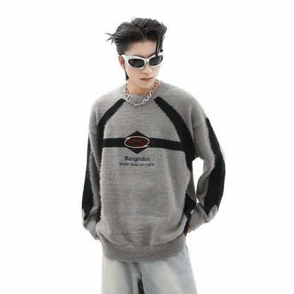 Colorblock Round Neck Oversize Knit Sweater WN10234