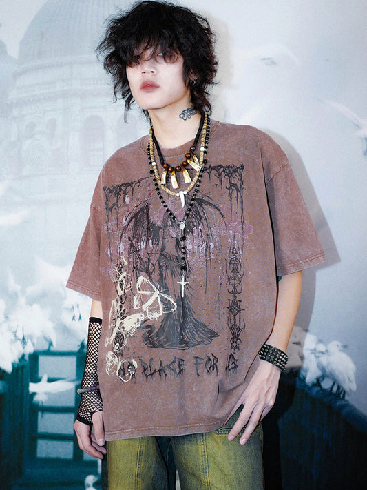 Washed Loose Drop Shoulder Short Sleeve T-Shirt WN15955