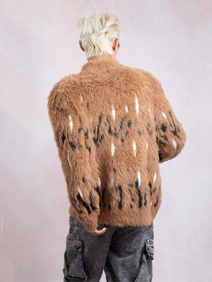 Fake Fur Half-High Neck Thick Knit Sweater WN9348