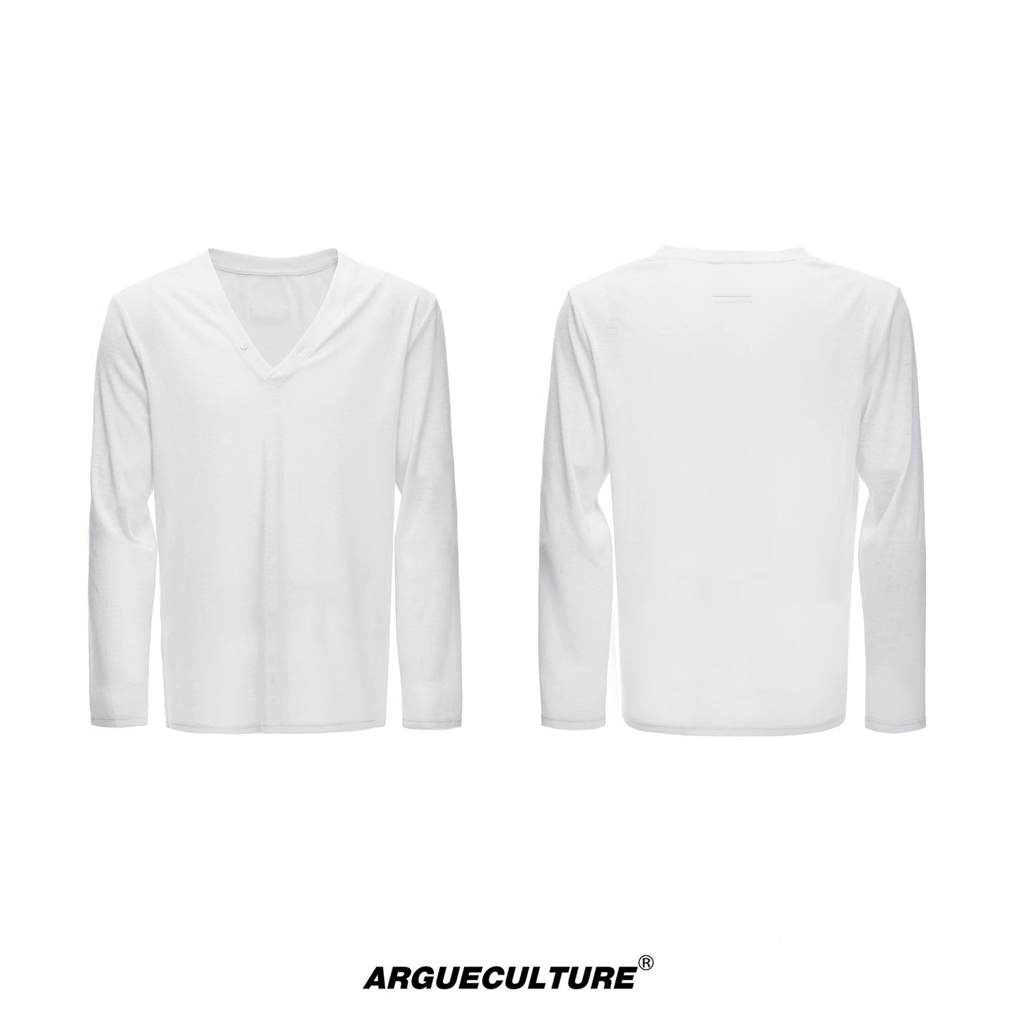 Deep V-Neck Breathable Oversize Long Sleeve T-Shirt WN27011