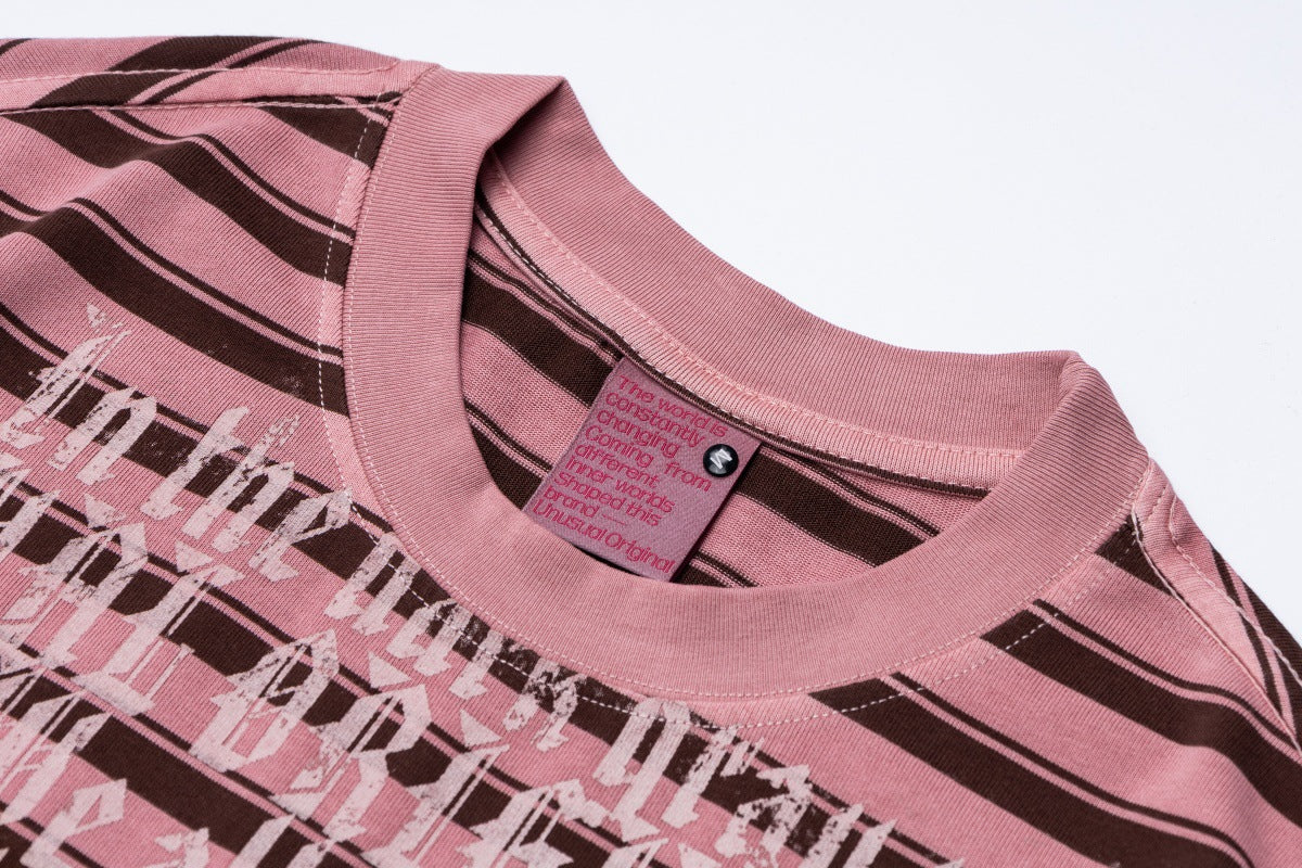 Striped Letter Print Oversize Short Sleeve T-Shirt WN25853