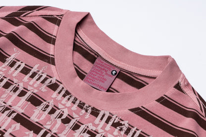Striped Letter Print Oversize Short Sleeve T-Shirt WN25853