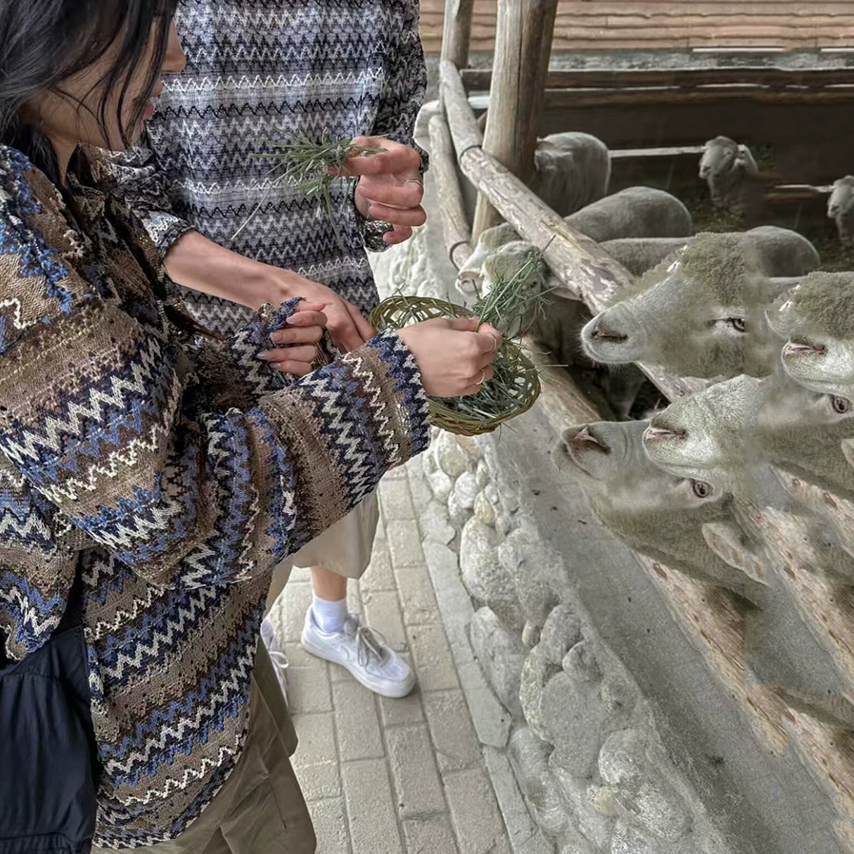 Striped Round Neck Oversize Long Sleeve T-Shirt WN20278