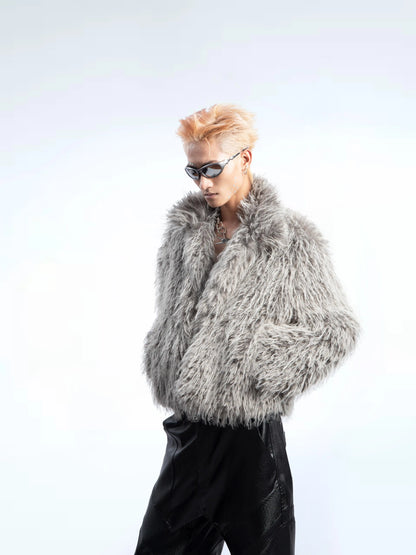 Fake Mink Fur Oversize Wide-Collar Jacket WN20662