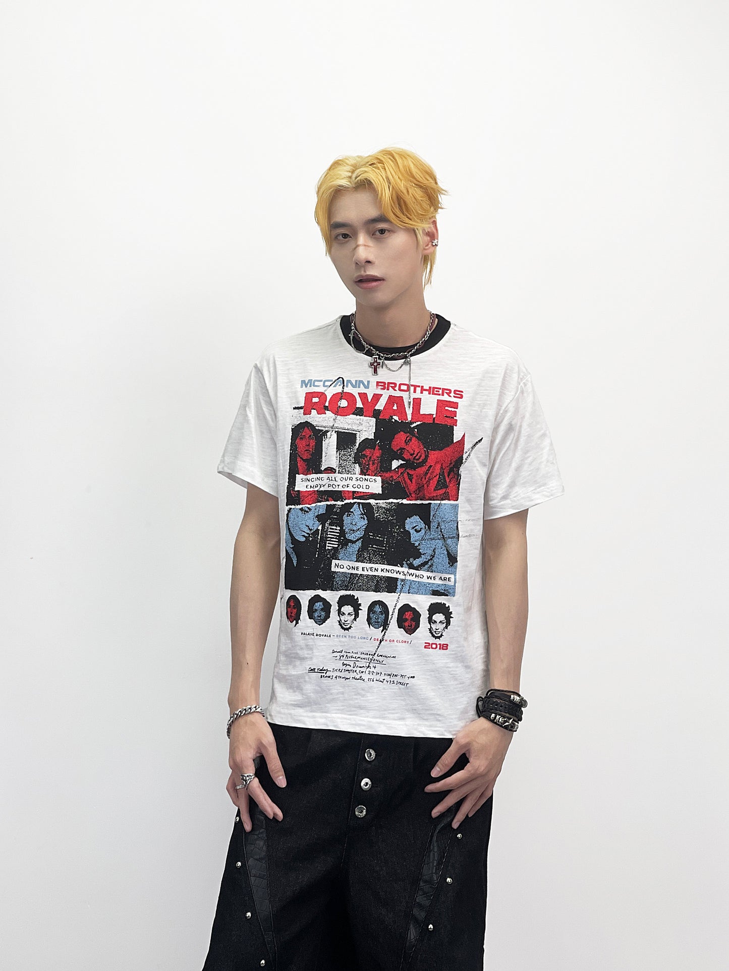 Portrait Print Slub Cotton Short Sleeve T-Shirt WN24251