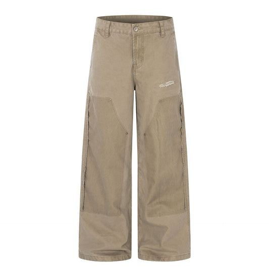 Damage Patchwork Wide Leg Cargo Pants WN26162