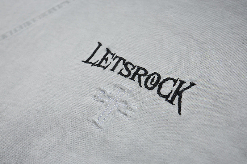 Washed Embroidery Raglan Short Sleeve T-Shirt WN25454