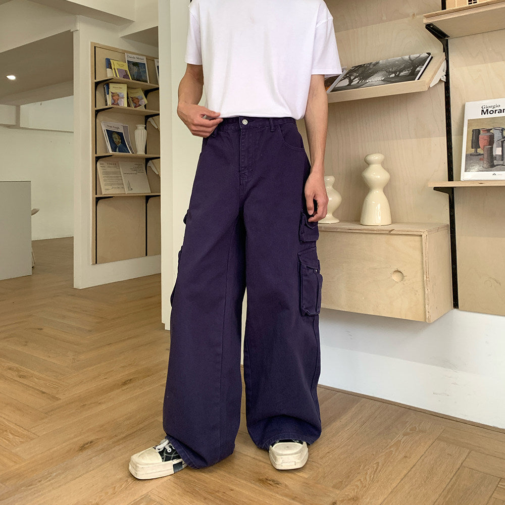Washed Cargo Wide Leg Pants WN24910