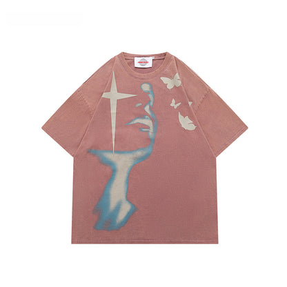 Graphic Design Washed Short Sleeve T-Shirt WN16808