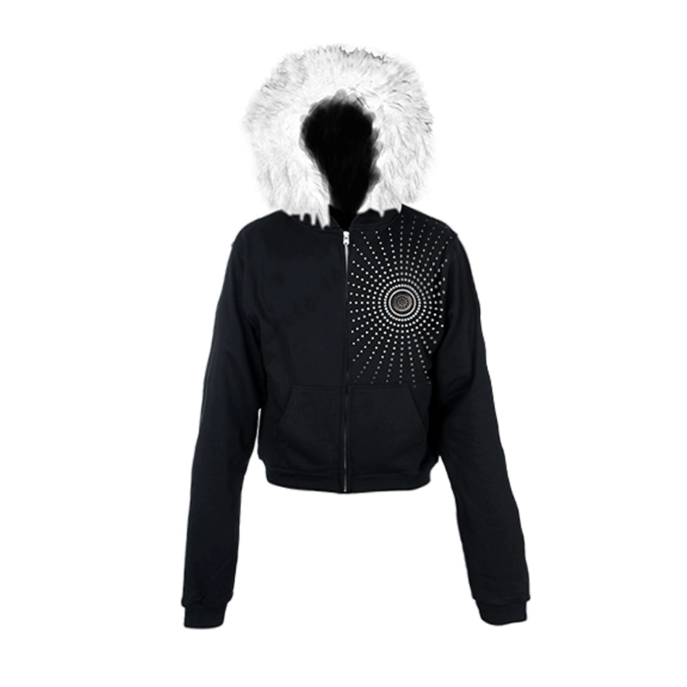 Soundwave Design Fake Fur Collar Zipper Hoodie WN20922
