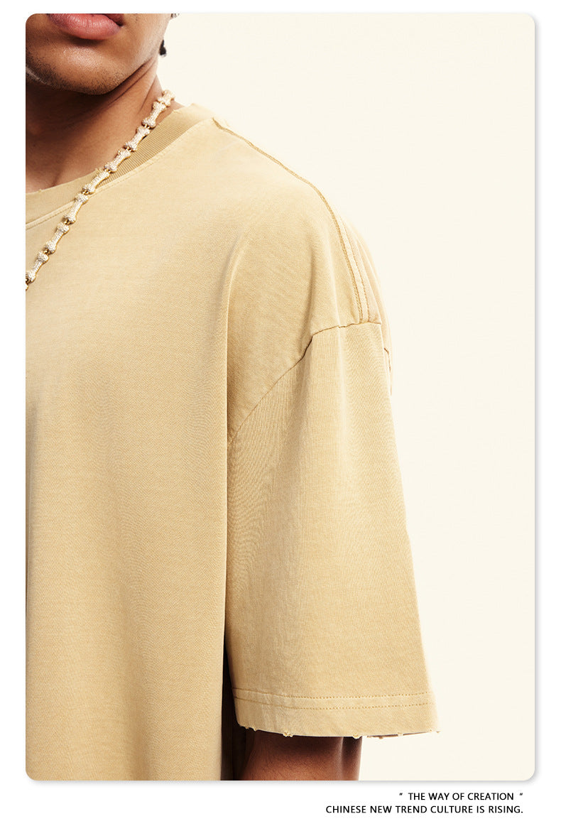 Damage Wash Round Neck Short Sleeve T-Shirt WN6060