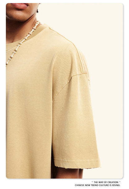 Damage Wash Round Neck Short Sleeve T-Shirt WN6060