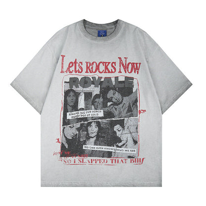 Washed Portrait Print Short Sleeve T-Shirt WN25795