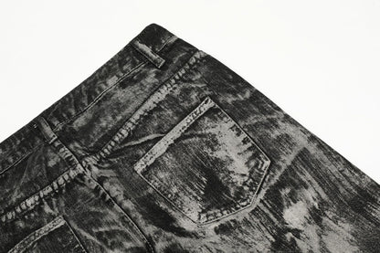 Paint Brush Zipper Design Micro Flare Denim Jeans WN16171