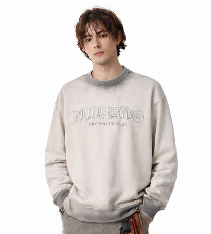 Washed Gradient Letter Embroidery Sweatshirt WN28116