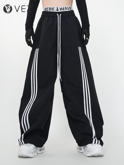 Stripe Line Drawstring Wide Leg Pants WN24136