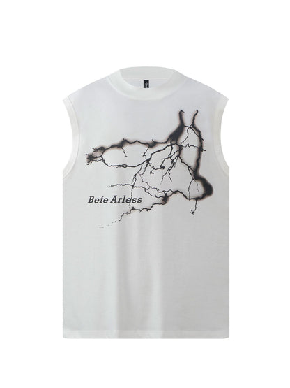 Lightning Print Oversize Sleeveless T-Shirt WN26374