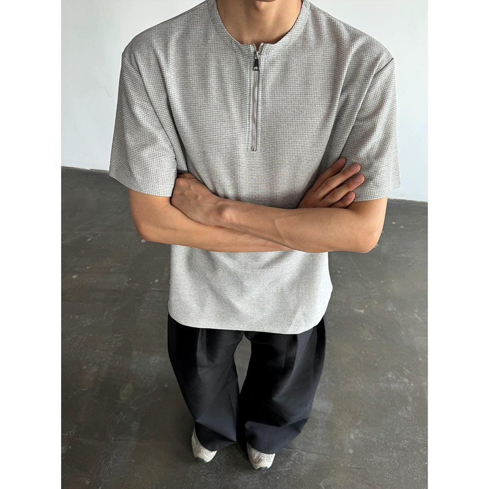 Thin Quick-Dry Breathable Half Zipper Short Sleeve T-Shirt WN19325