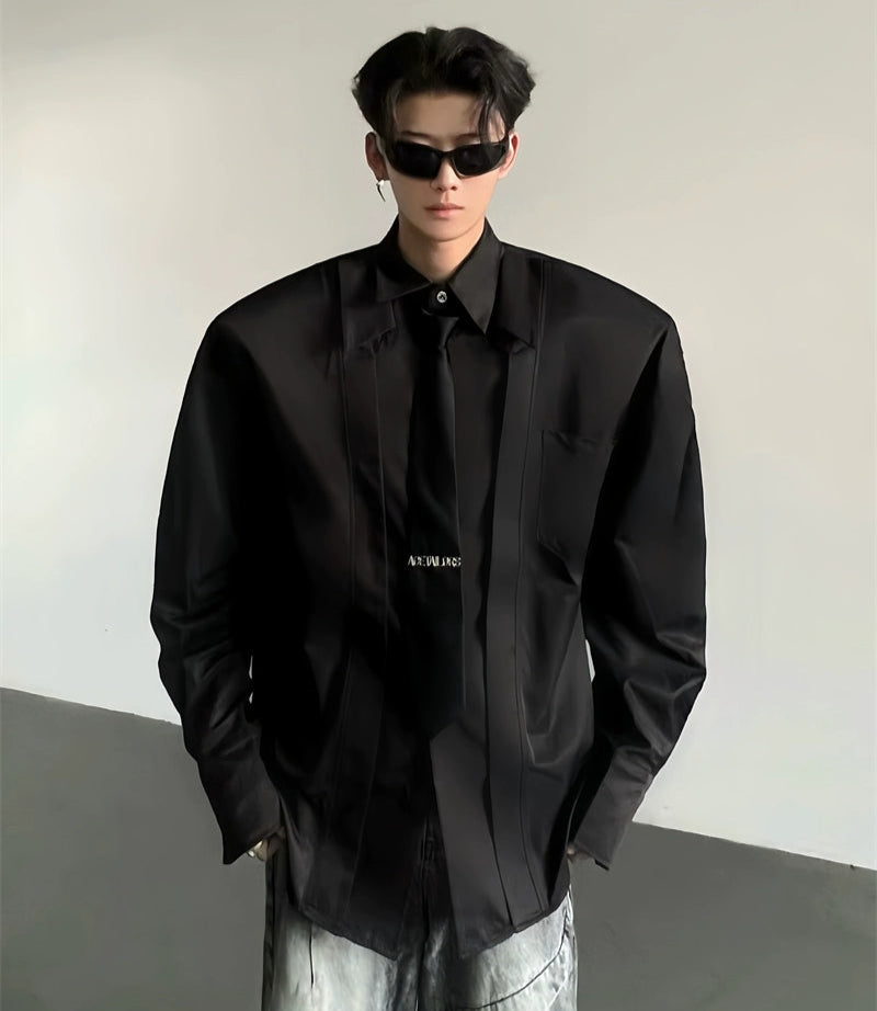 Solid Color Lapel Design Long Sleeve Shirt WN20051