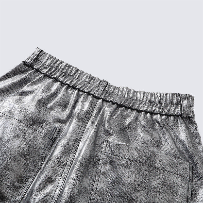 Metallic Multi-Pocket Wide Leg Cargo Pants WN27924