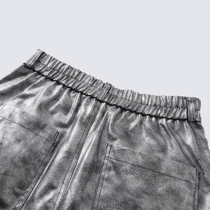 Metallic Multi-Pocket Wide Leg Cargo Pants WN27924