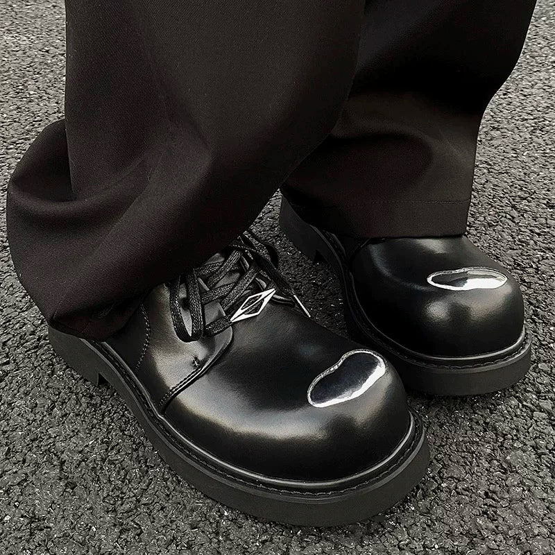 Steel Toe Round Head Chunky Sole Leather Derby Shoes WN20785