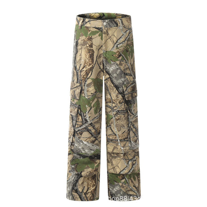 Camouflage Wide-Leg Straight Cargo Pants WN11054