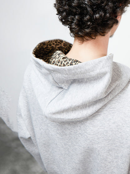 Embroidery Leopard Print Letter Print Short Zipper Hoodie WN22923