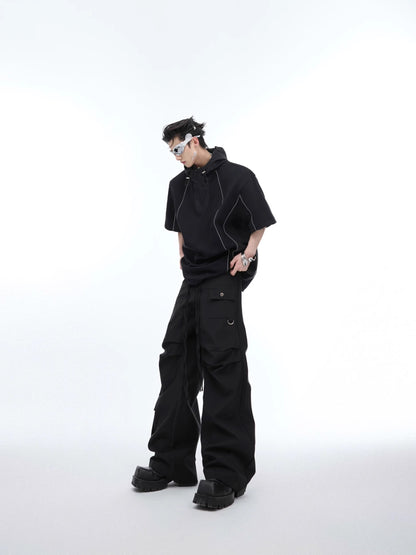 Short Sleeve Hoodie & Wide-Leg Straight Cargo Pants Setup WN6489