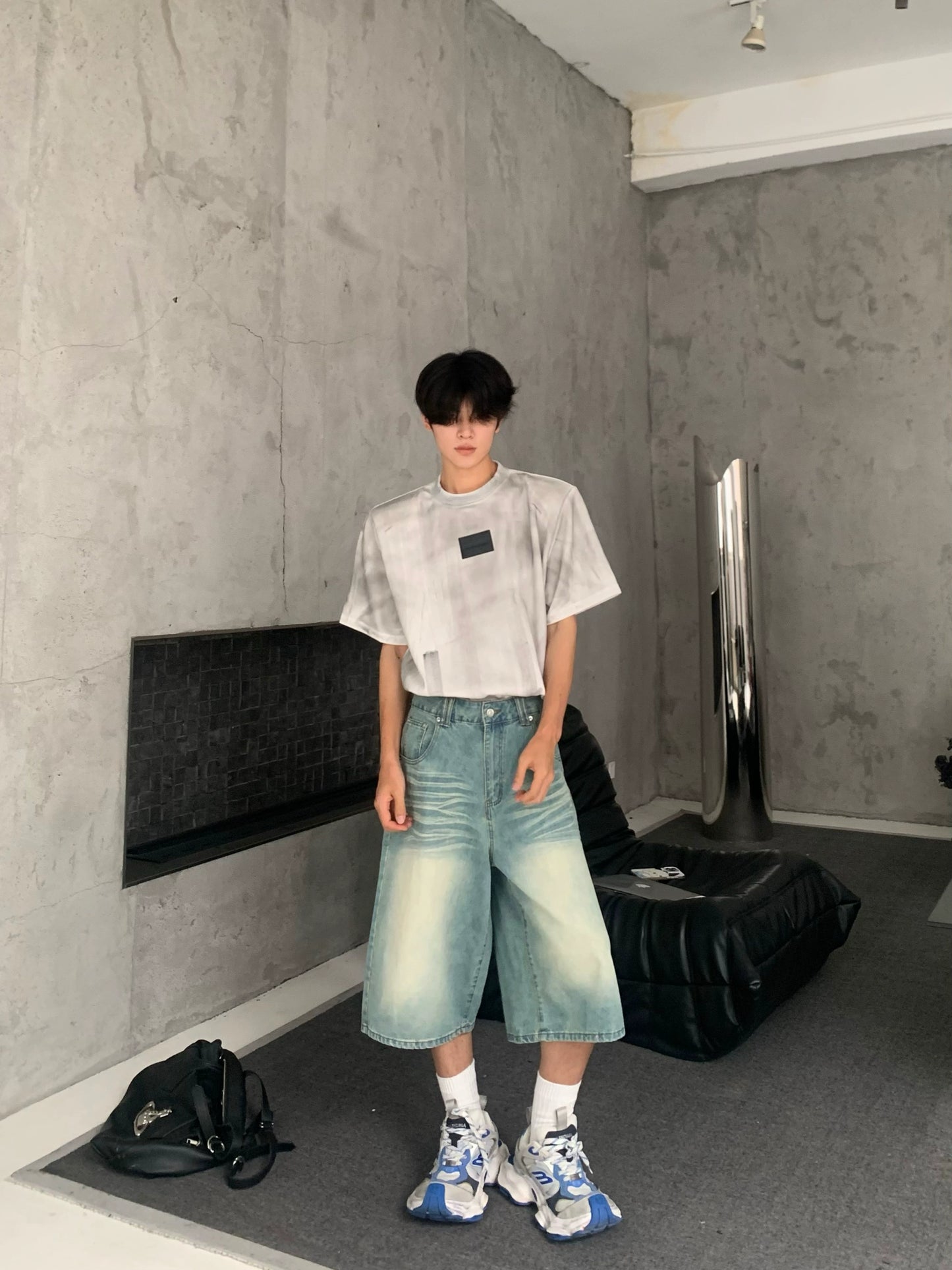 Deconstructed Metal Zipper Design Short Sleeve T-Shirt WN19780