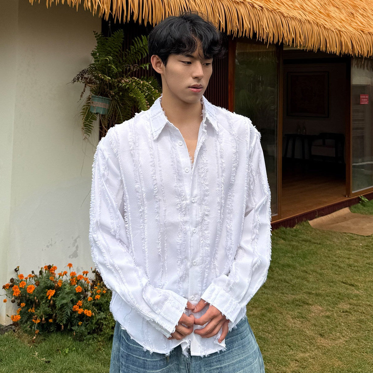Fringe Texture Long Sleeve Shirt WN24919