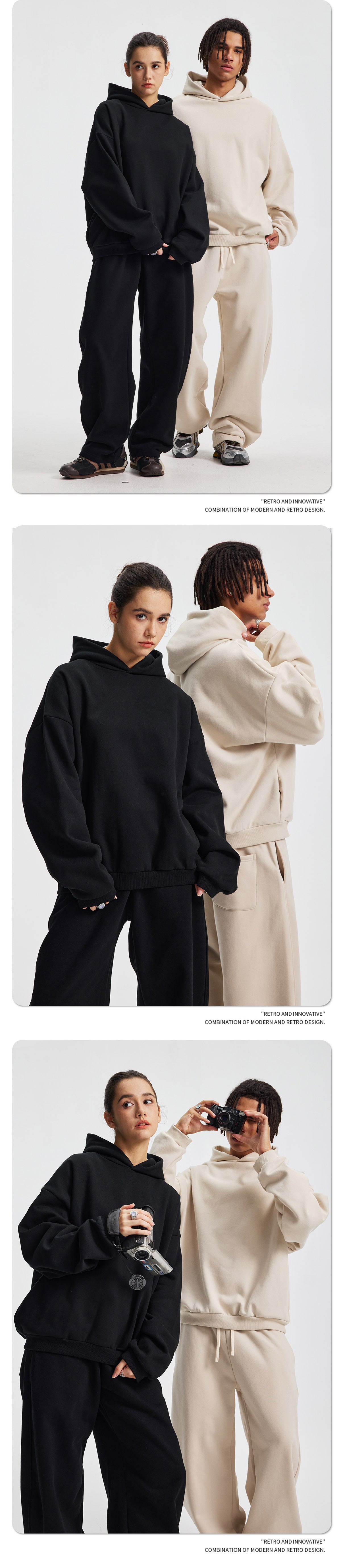 Fleece Lining Oversize Hoodie & Wide Leg Sweatpants Setup WN23113