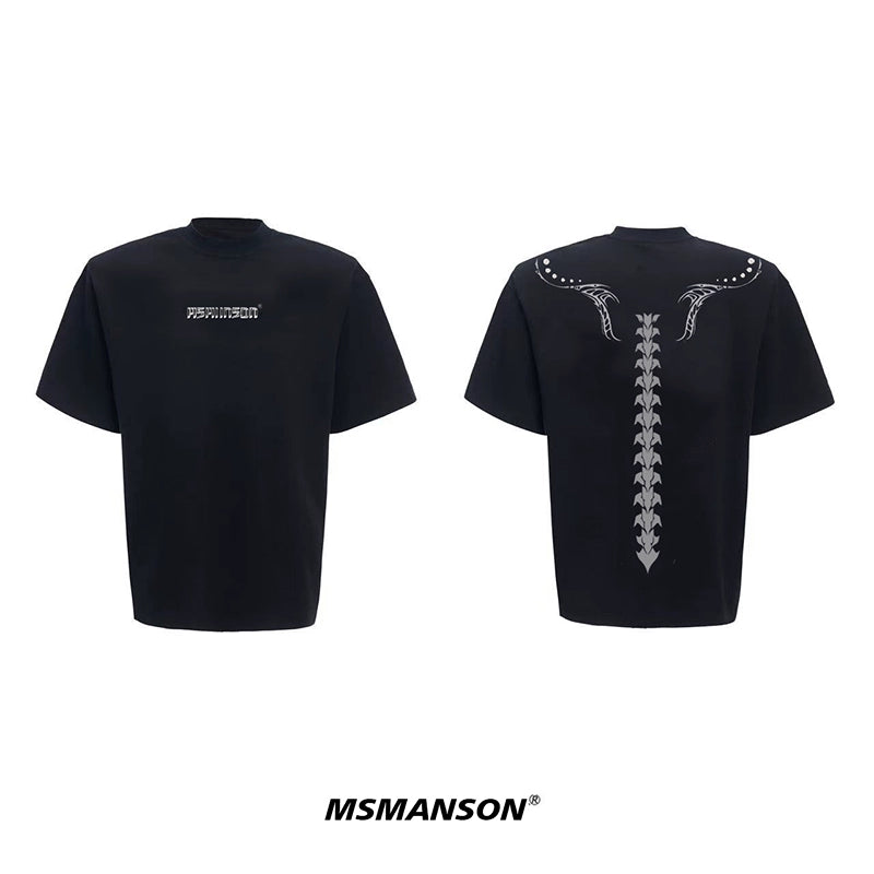 Spine Design Heavyweight Pure Cotton Short Sleeve T-Shirt WN18656