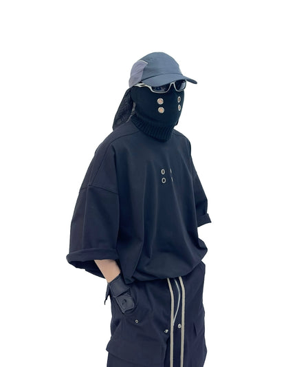 Studs Heavyweight Washed Rolled Hem Oversize Short Sleeve T-Shirt WN16976