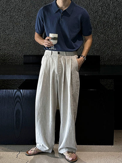 Solid Collar Knit Short Sleeve Polo Shirt WN20304