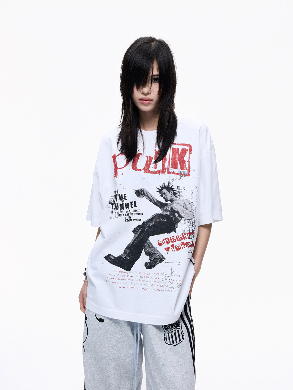 Portrait Print Cotton Oversize Short Sleeve T-Shirt WN27341