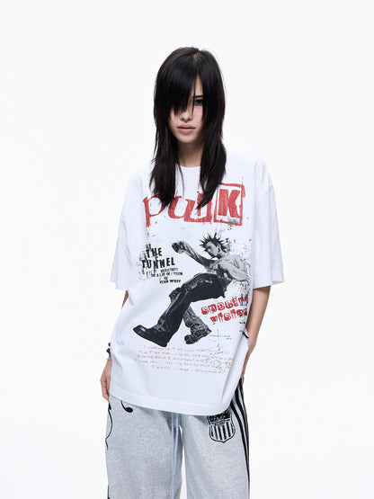 Portrait Print Cotton Oversize Short Sleeve T-Shirt WN27341