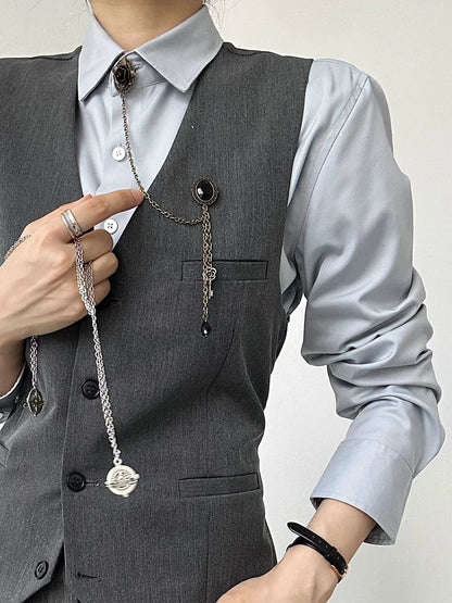 Tassel Design Flower-Shaped Brooch WN19651