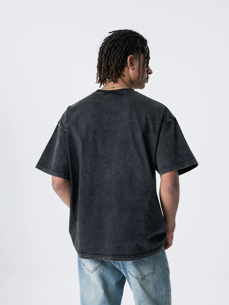 Washed Logo Print Oversize Short Sleeve T-Shirt WN17516