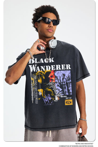 Washed Graphic Print Oversize Short Sleeve T-Shirt WN16254