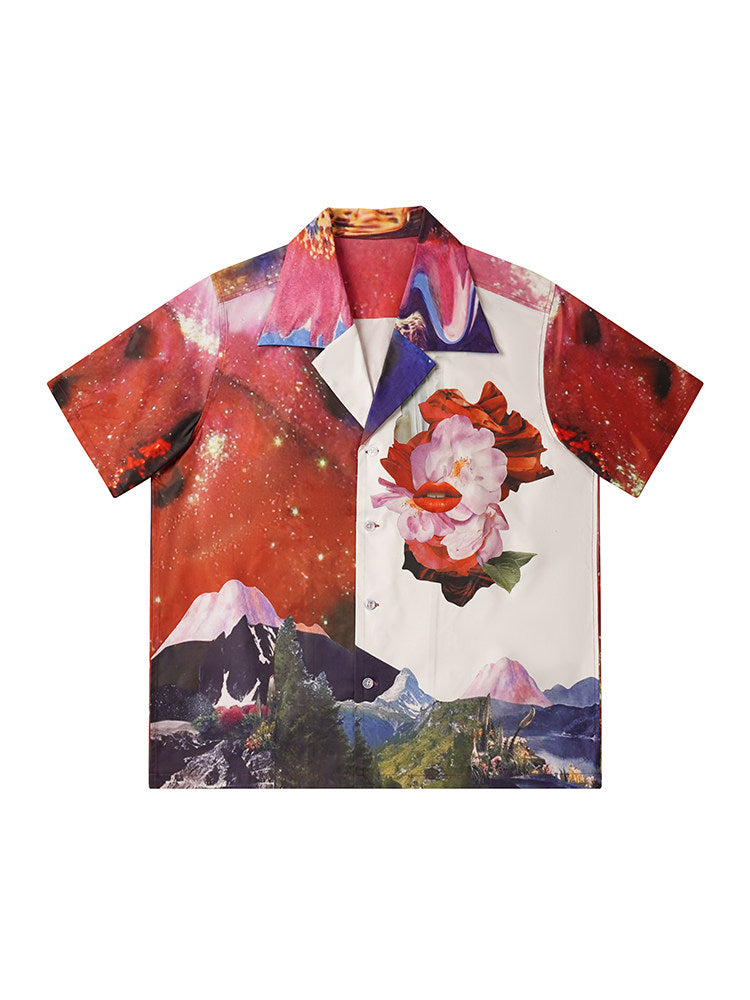 Graphic Print Lightweight Short Sleeve Shirt WN27163