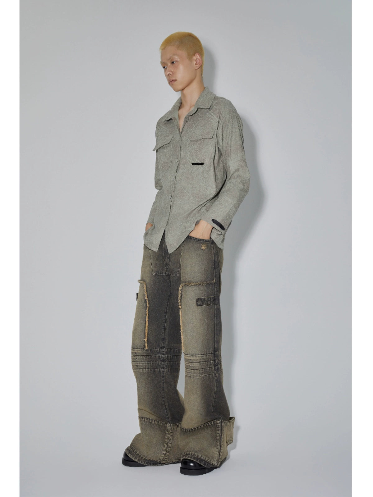 Swamp Green Textured Long Sleeve Shirt WN19046