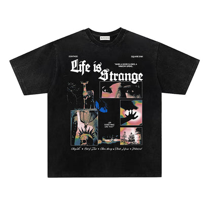Washed Graphic Letter Short Sleeve T-Shirt WN26945