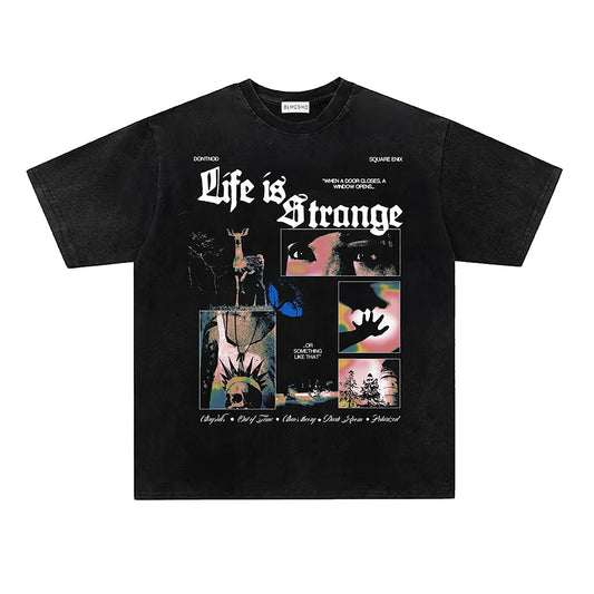 Washed Graphic Letter Short Sleeve T-Shirt WN26945