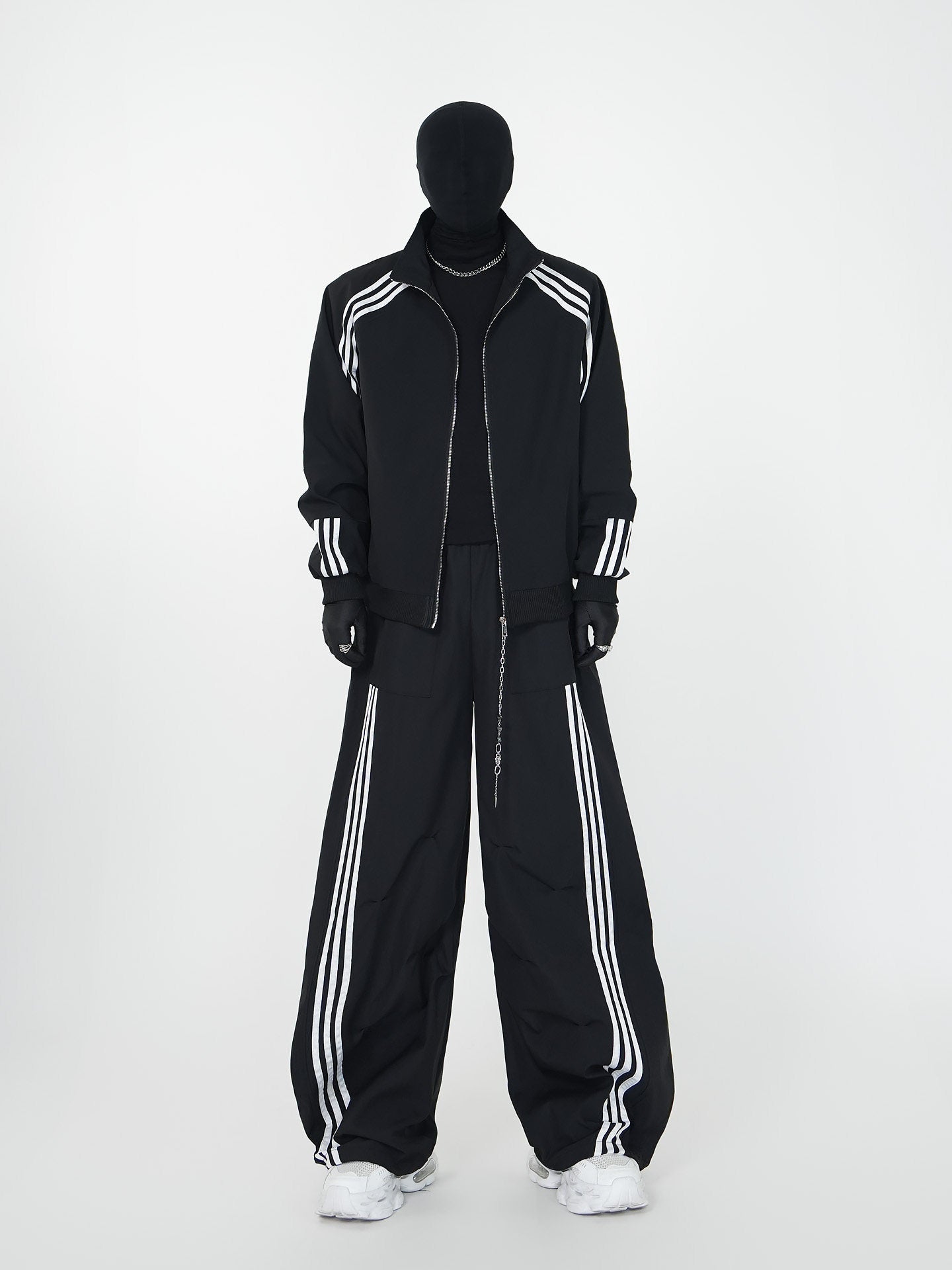 Stripe Line Drawstring Wide Leg Pants WN24136