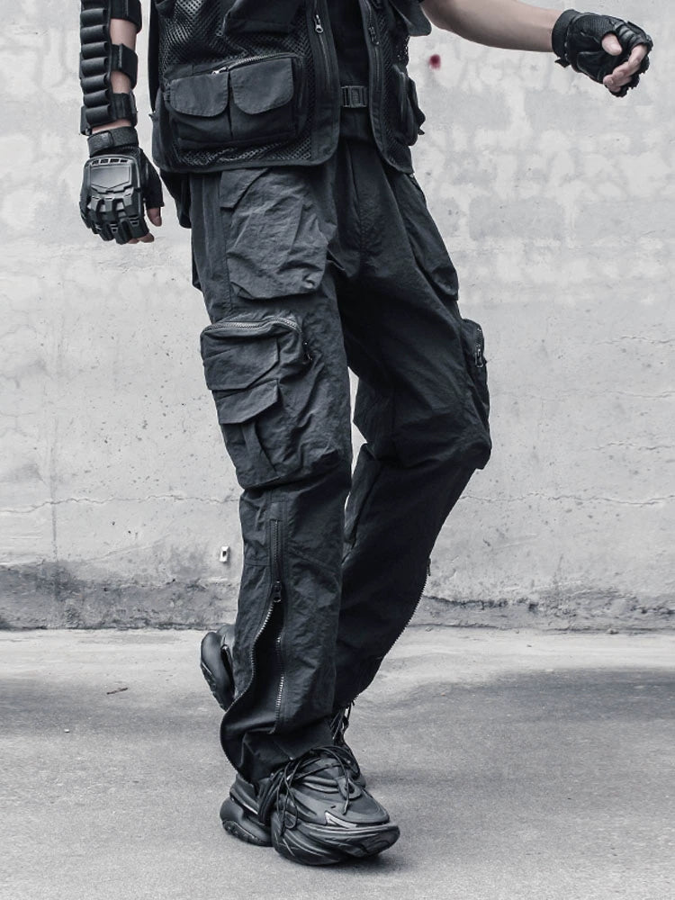 Zipper Large Pocket Straight Cargo Pants WN22379