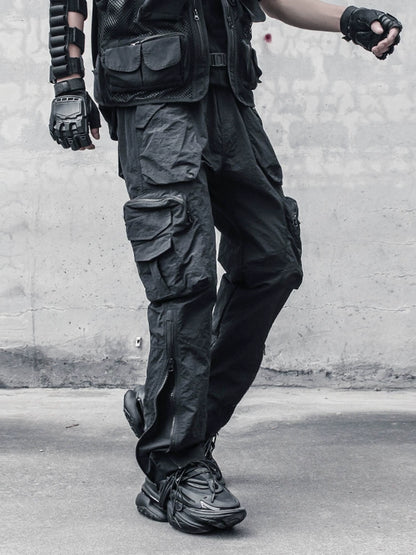 Zipper Large Pocket Straight Cargo Pants WN22379