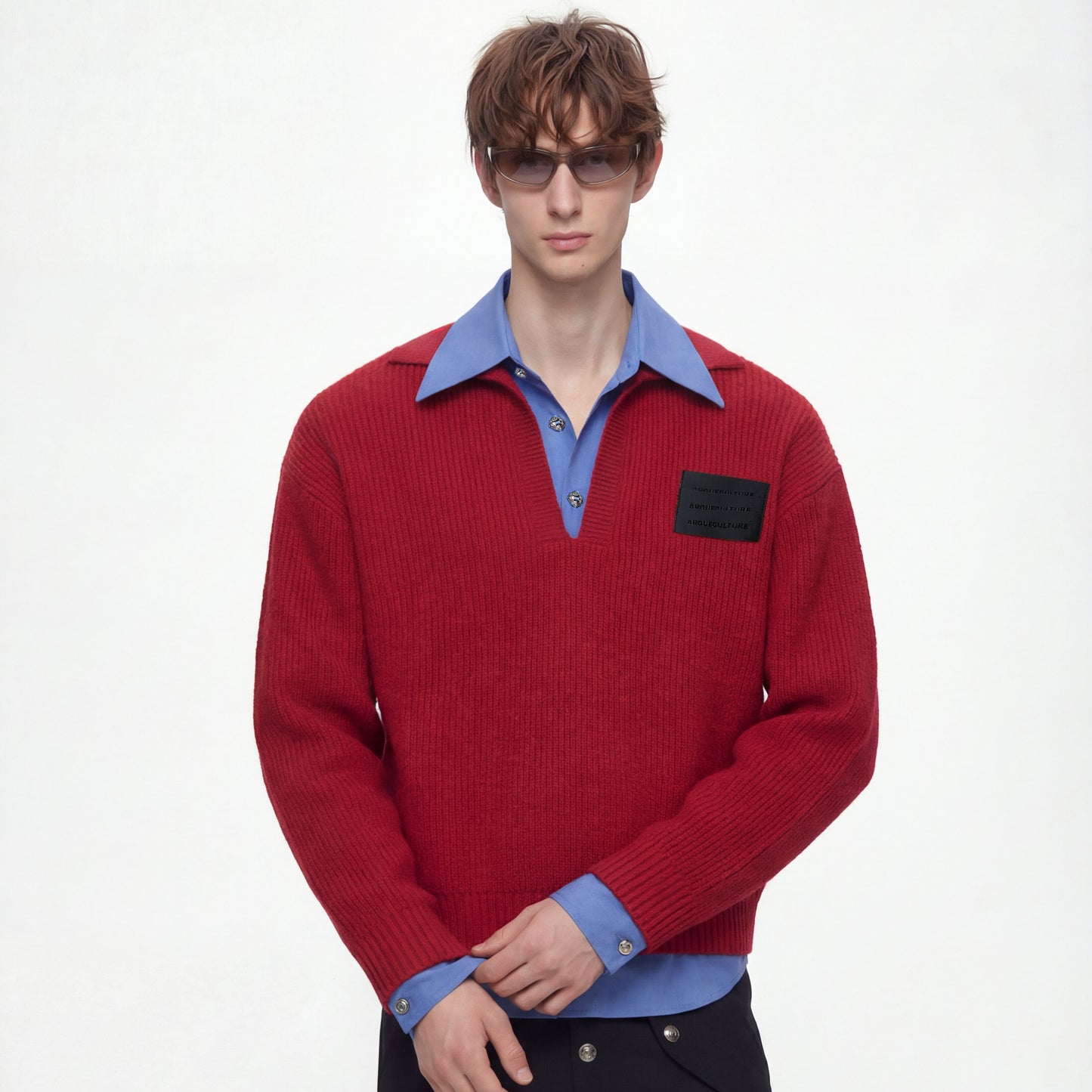 Fake Layered Wool Blend Short Knit Sweater WN23323