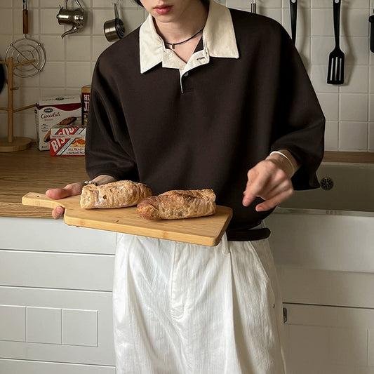 Color Block Oversize Short Sleeve Polo Shirt WN20272